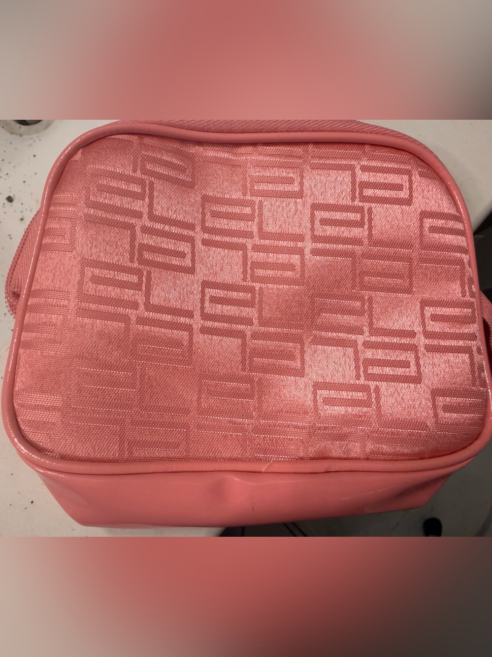 Estee Lauder Coral Pink Jacquard Cosmetic Case